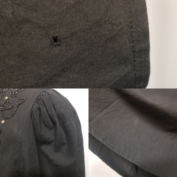 Vintage 80s Boho Western Rodeo Cowgirl Black Cotton Dancing Riding Midi Dress Sm - Picture 6 of 9